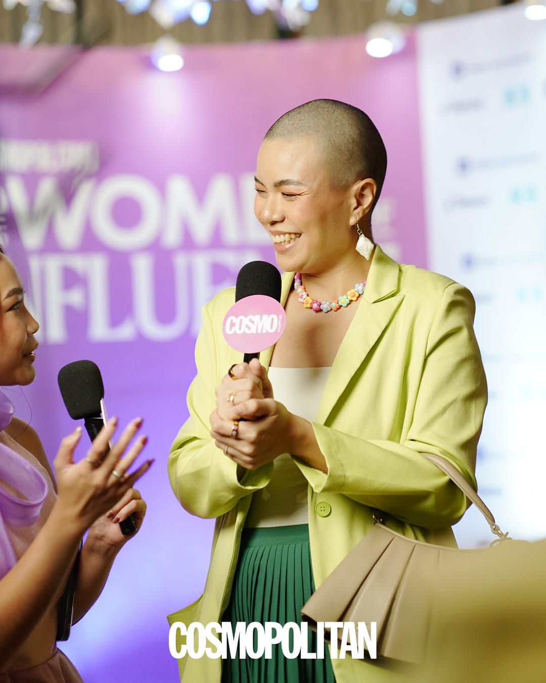 Cosmo's Sr. Staff Writer for Beauty Cheska Santiago, interviewing WOI awardee Jo Sebastian.